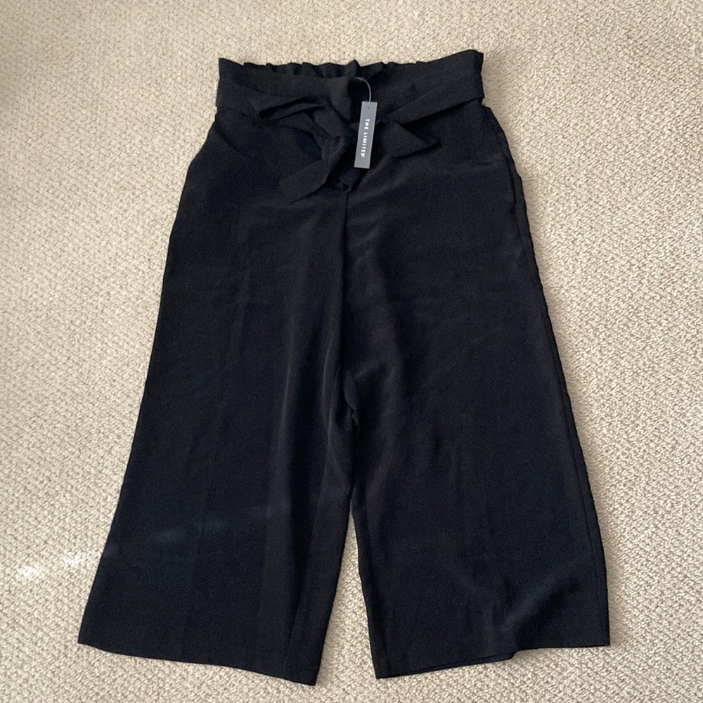 NEW Limited Black Wide Leg Culottes High Rise Work Pants Black Sz 4 Stretch NWT